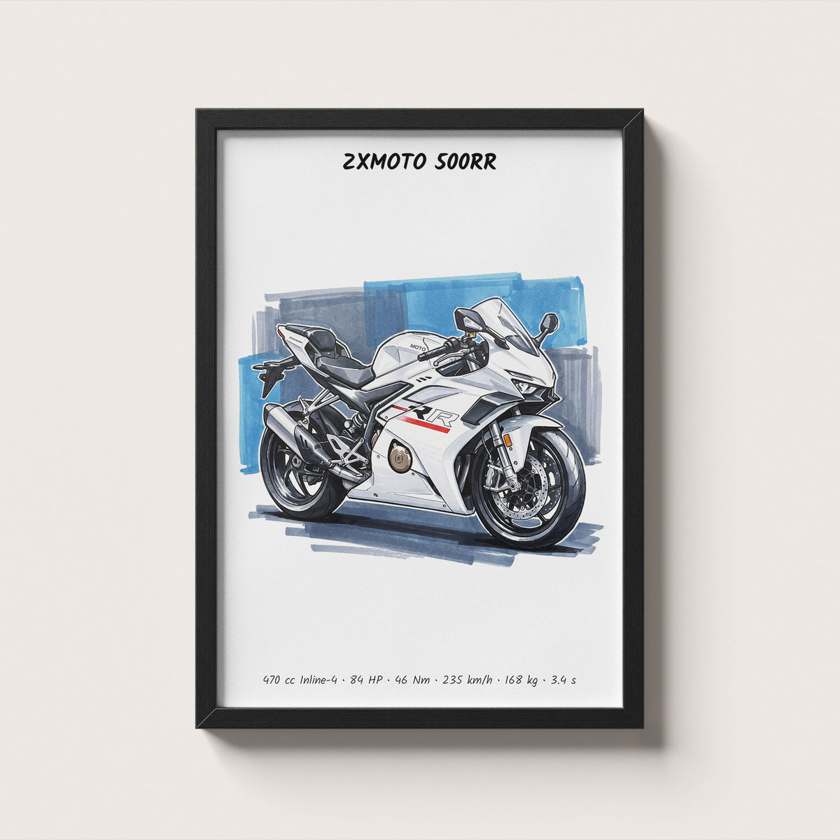 ZXMOTO 500RR Sportbike Motorcycle Art Print
