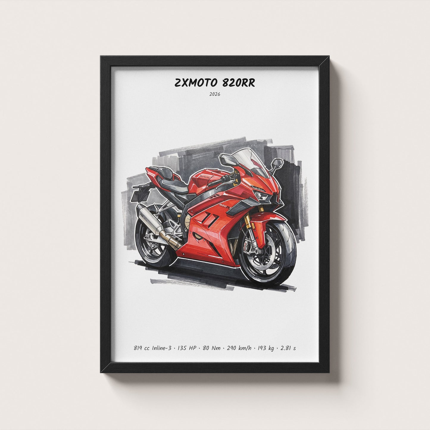 ZXMOTO 820RR Motorcycle Art Print & Poster