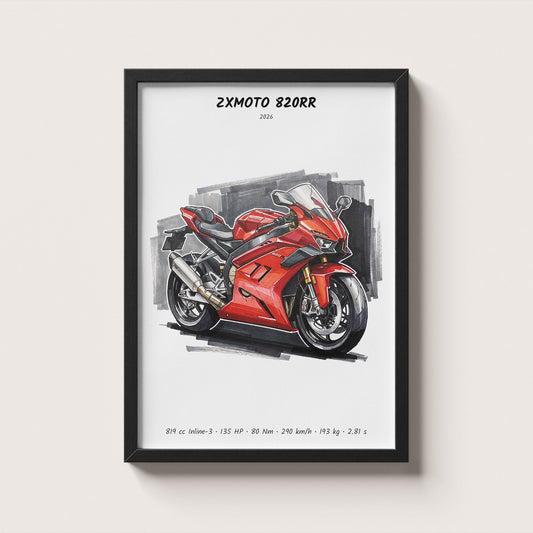 ZXMOTO 820RR Motorcycle Art Print & Poster